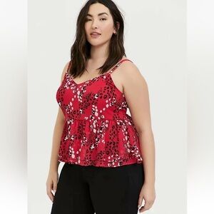 Torrid Woman Plus Size Fuchsia Pink Leopard Print Chiffon Peplum Midi Cami Sz 3X